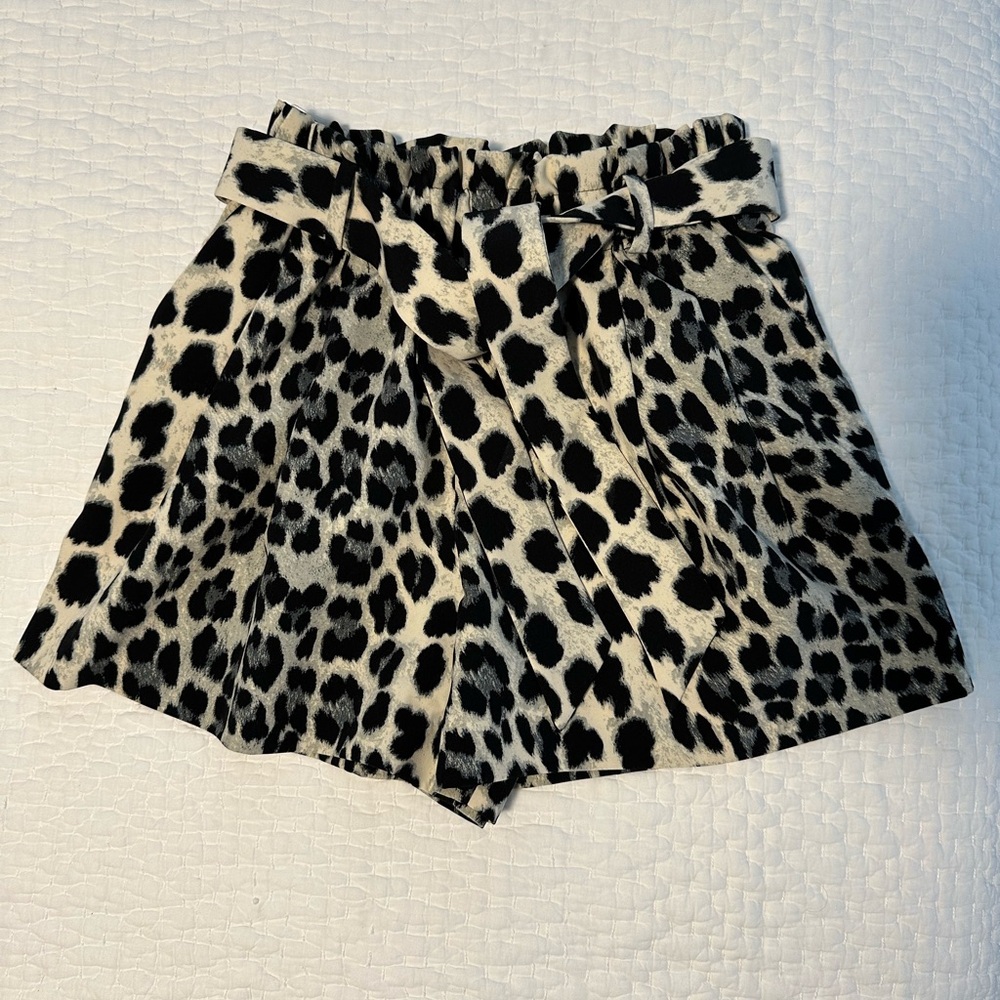 Zara Leopard Print High-Waisted Shorts